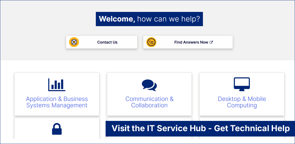 screenshot of the IT service Hub - Get Technical Help