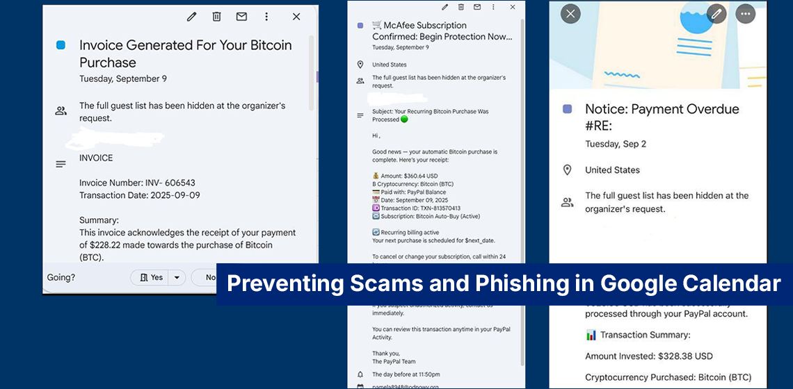 Preventing Scams and Phishing in Google Calendar