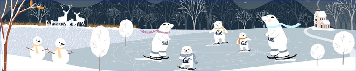 polar bears skating in a winter scene