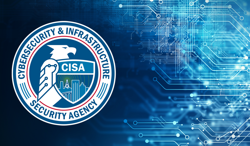 Cybersecurity and Infrastructure Security Agency (CISA) seal on a circuit background