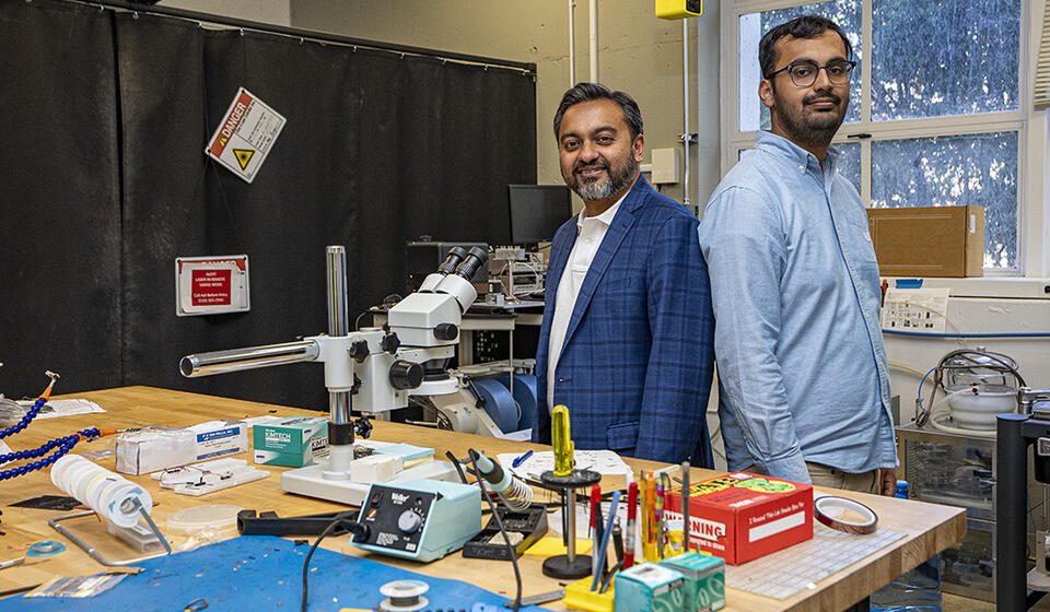 Sayeef Salahuddin (left) and Nirmaan Shanker in the lab. Credit: Marilyn Sargent/Berkeley Lab