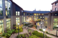 photo of the courtyard at Haas