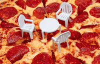 pizza with chairs