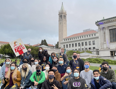 Finley photographed with students on the UC Berkeley campus